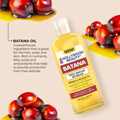 Hollywood Beauty Batana 100% Natural Oil Blend for Hair, Scalp, Skin, and Nails – 8 fl oz