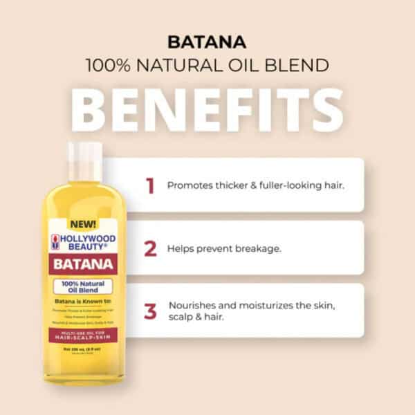Hollywood Beauty Batana 100% Natural Oil Blend for Hair, Scalp, Skin, and Nails – 8 fl oz