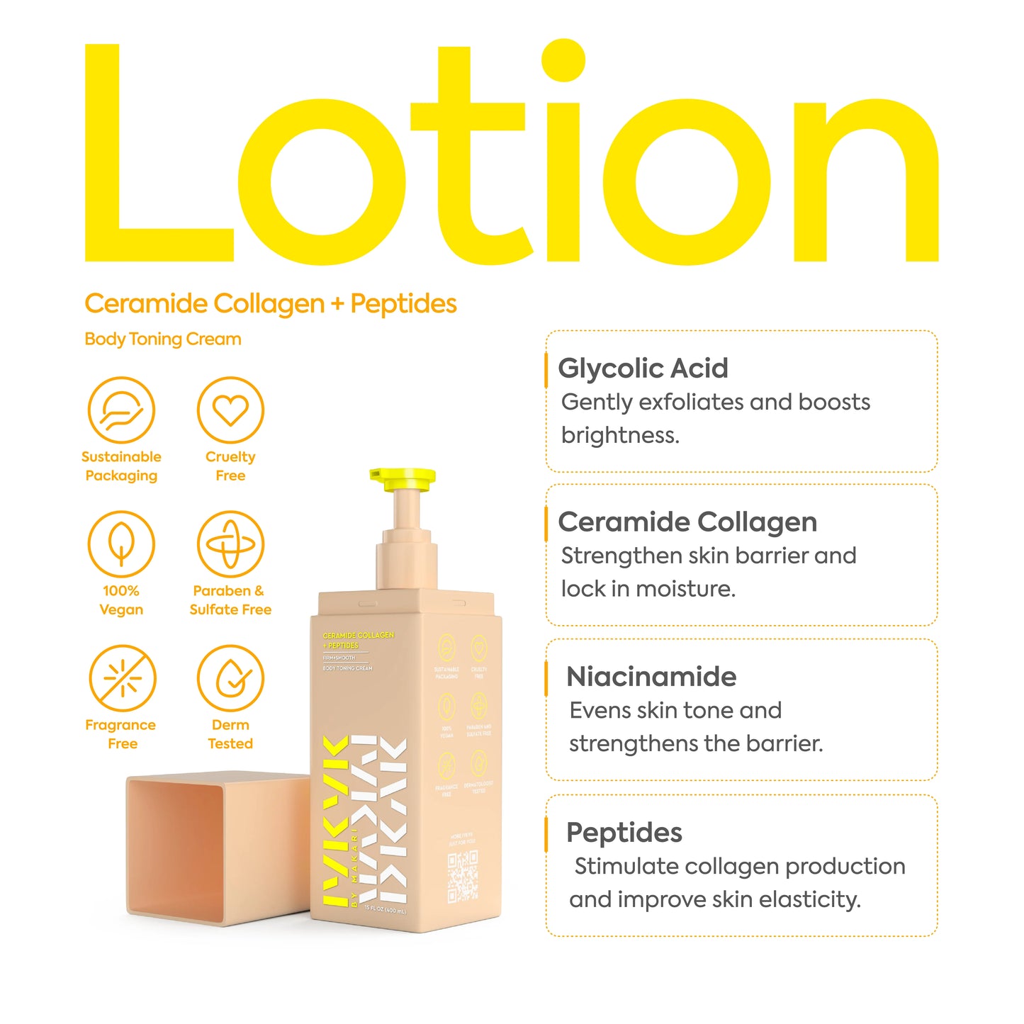 Makari IYKYK Ceramide Collagen + Peptides Body Toning Cream 400ml